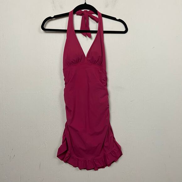 Assets by Spanx Women's Pink One Piece Halter Swimsuit Size Small - Picture 1 of 8